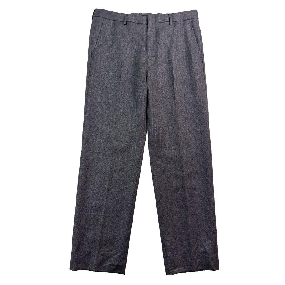 vtg Versace‎ Italy 52 US 36x31 Charcoal Herringbone Stripe Dress Suit Pants Wool